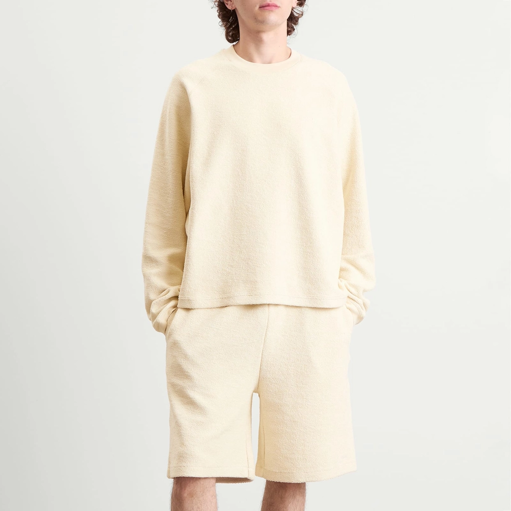 AMI Paris Men's Reversed Non Brushed Fleece Crewneck Sweatshirt Ivoire
